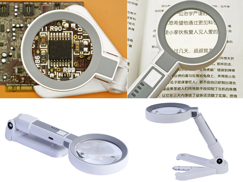 Kosmētiskās lasāmās lampas apgaismojums ar palielināmo stiklu, 20 gaismas diodes