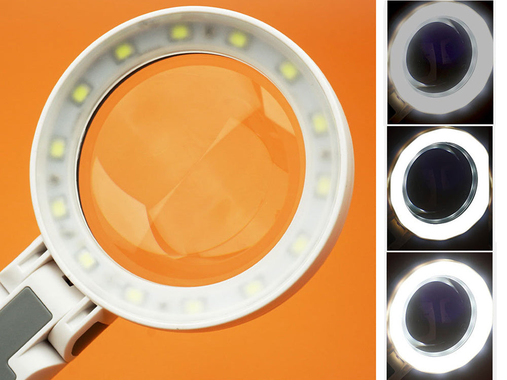 Kosmētiskās lasāmās lampas apgaismojums ar palielināmo stiklu, 20 gaismas diodes