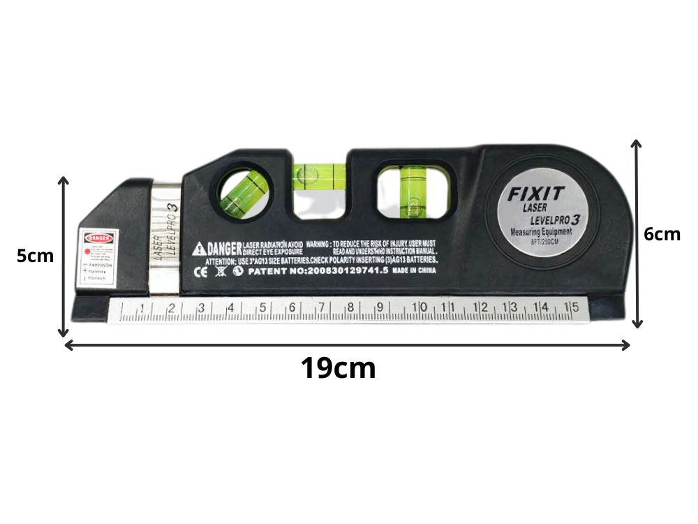 Precīzs lāzera līmeņrādis ar 2,5 m mērlenti, lāzers, 3 LED režīmi, USB