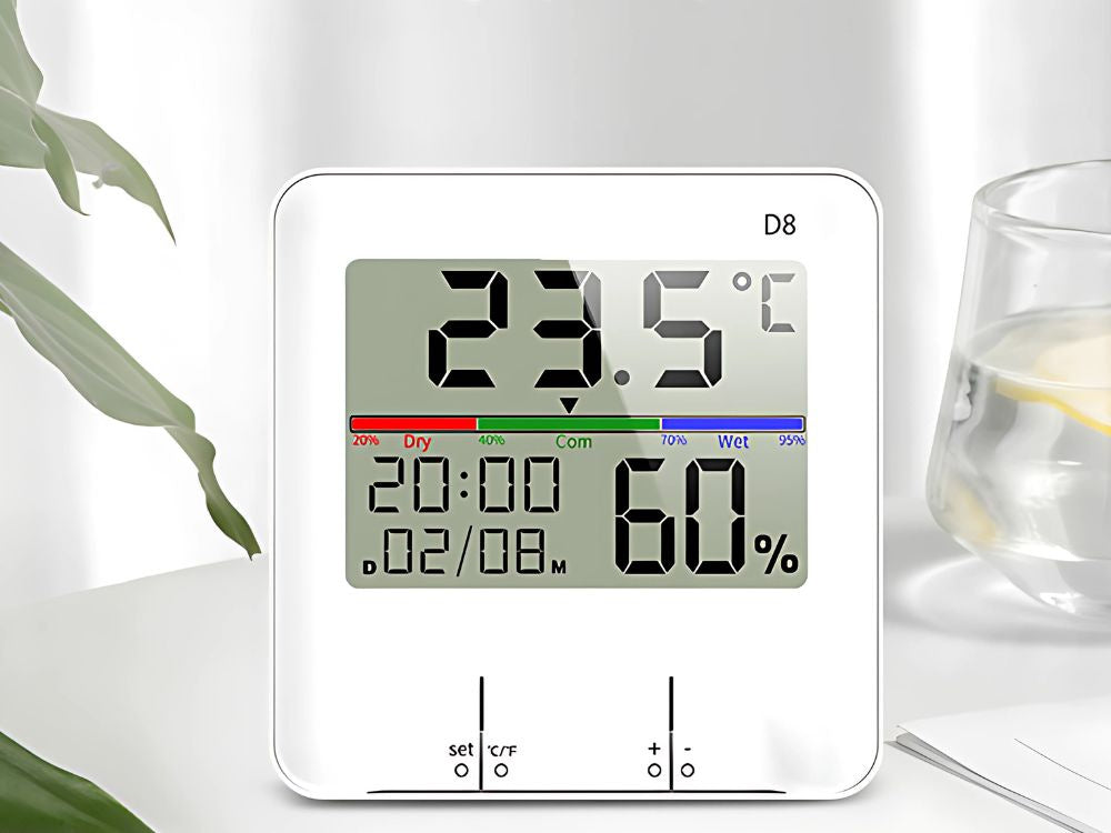 Termometra laika stacijas iekšējais higrometra pulkstenis ar akumulatoru LCD