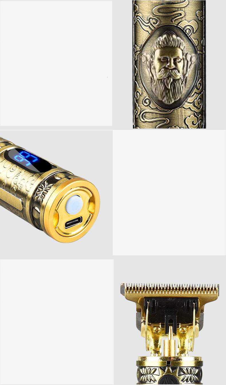 Matu un bārdas trimmeris Vintage, bezvadu griežamā skūšanās mašīna ar akumulatoru un ekrānu