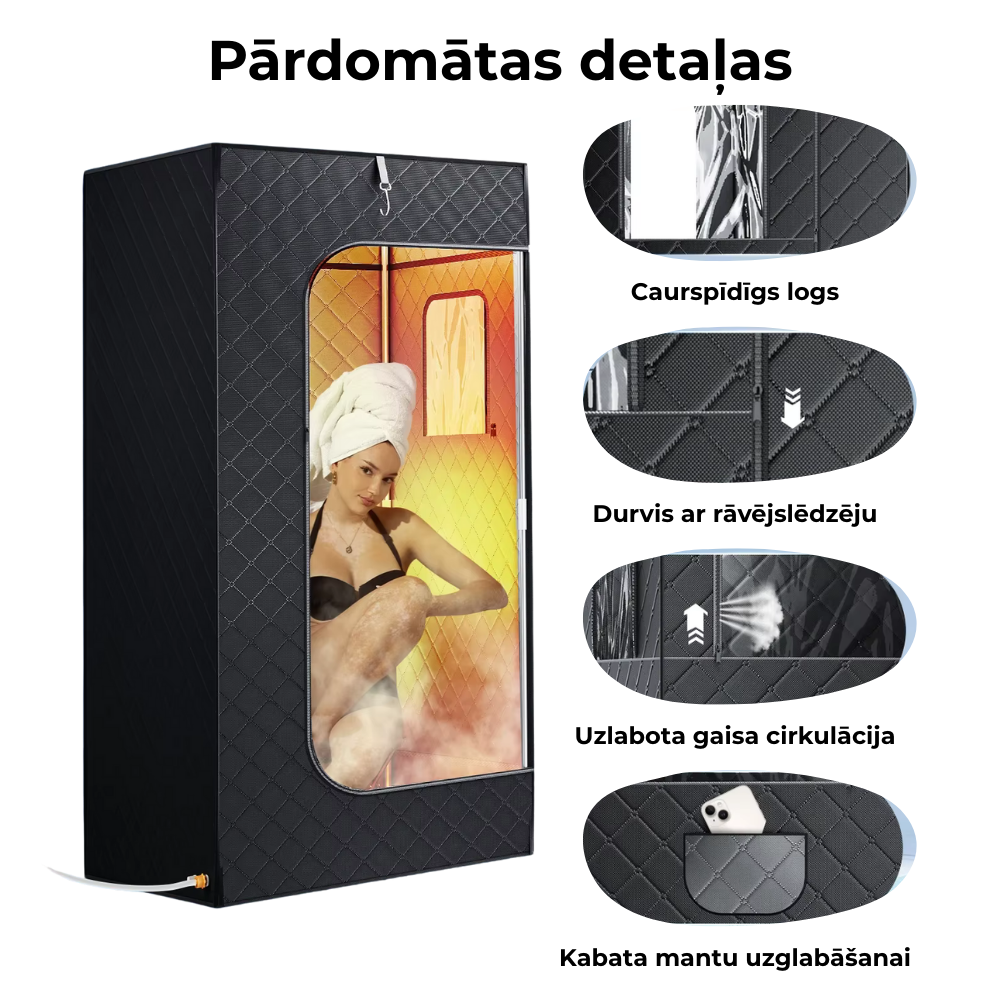 Tvaika pirts portatīvā mājas sauna, 1000W 3L ģenerators ar tālvadības pulti, StoreXO