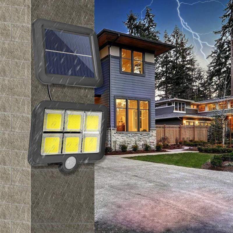 Ārā lampa ar saules paneli un kustības sensoru 120 LED