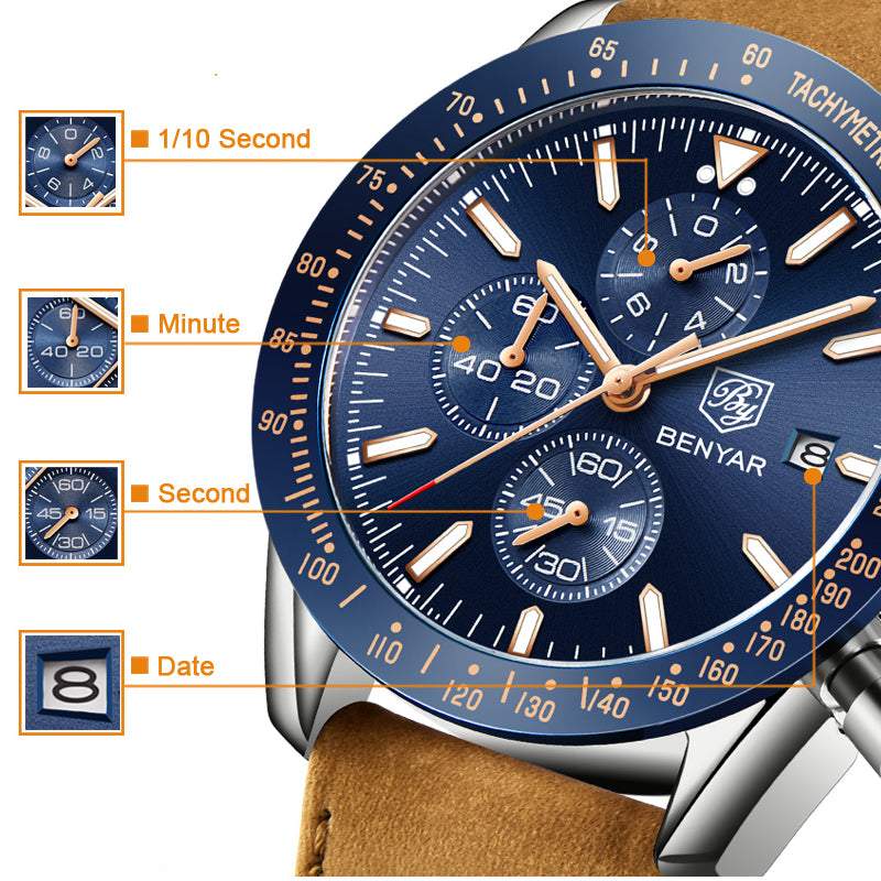 Rokas pulkstenis Benyar Blue Face by-5140