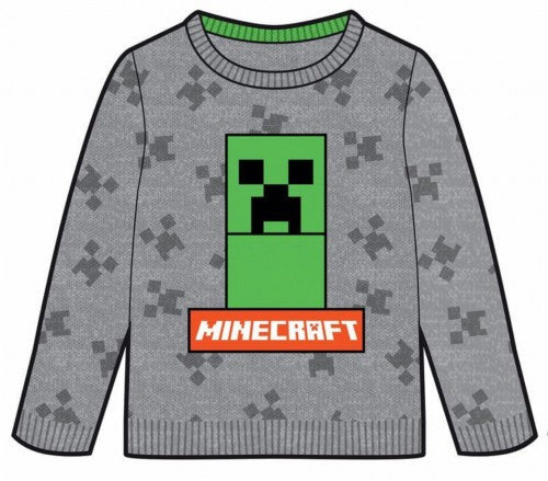 Minecraft pelēks bērnu adīts džemperis 8 gadi