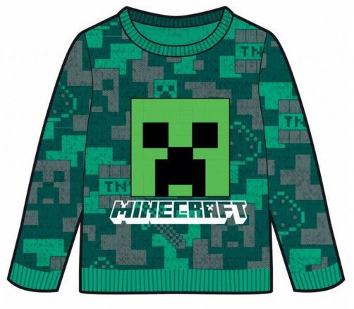 Minecraft Zaļš bērnu adīts džemperis 8 gadi