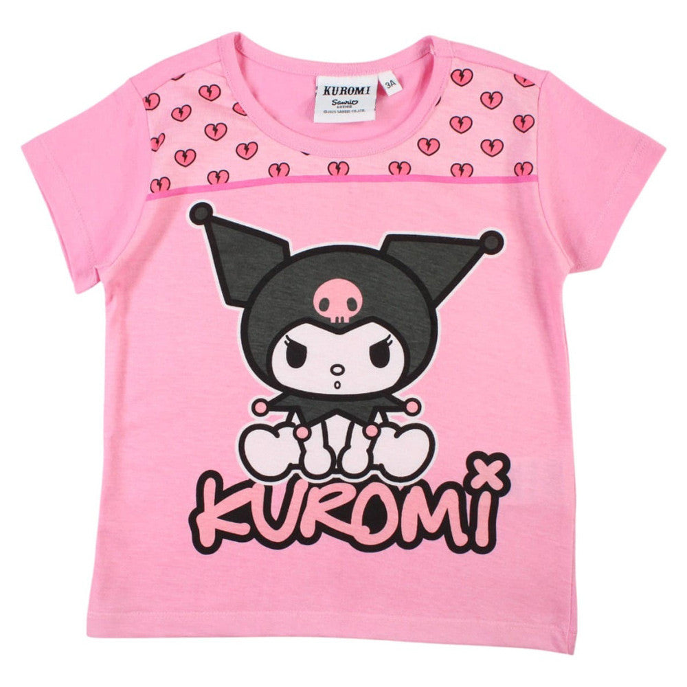 Hello Kitty Kuromi rozā bērnu īsais T-krekls, topiņš 6 gadi