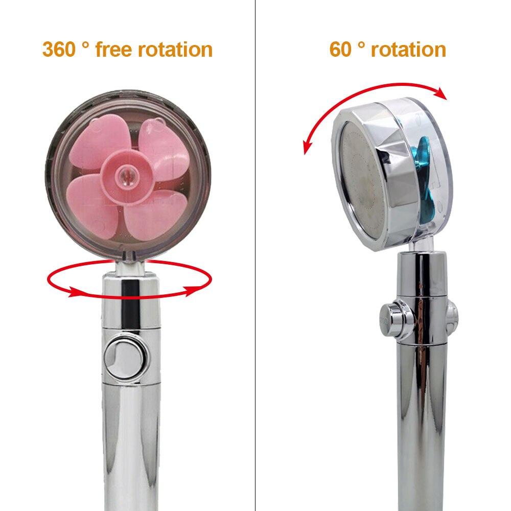 Dušas galvas klausule ar turbīnu ventilatoru ūdens taupīšanai un spiediena palielināšanai