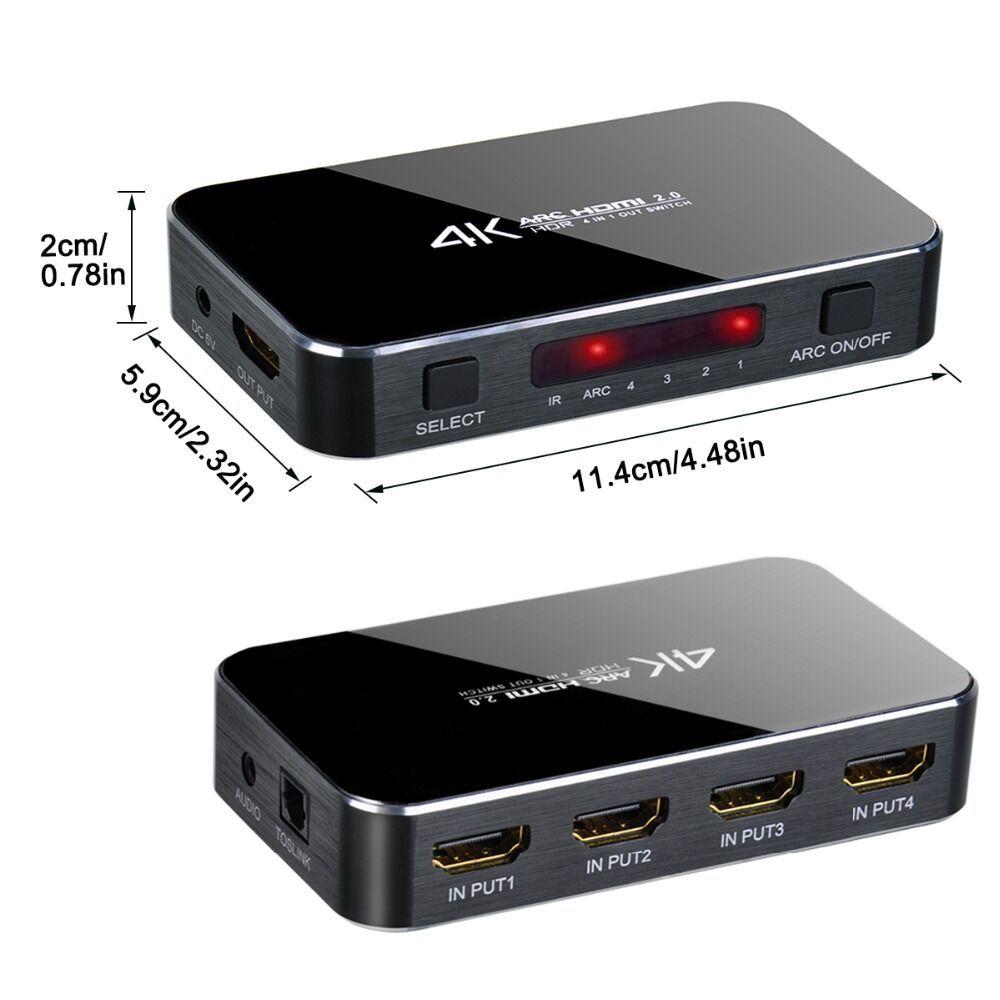 HDMI sadalītājs, pārslēdzējs, 4 porti, ar tālvadības pulti