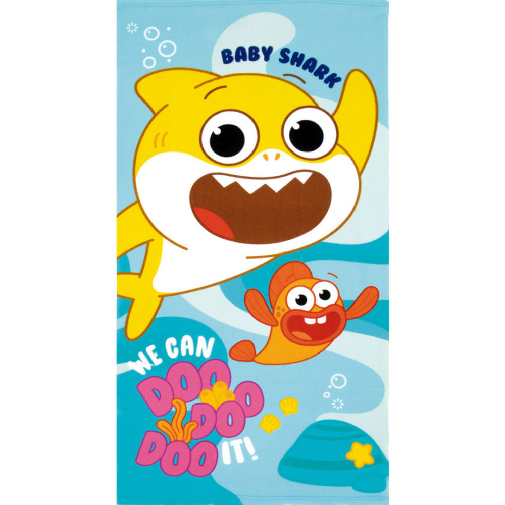 Baby Shark Doo It vannas dvielis, pludmales dvielis 70x140cm (ātri žūstošs)