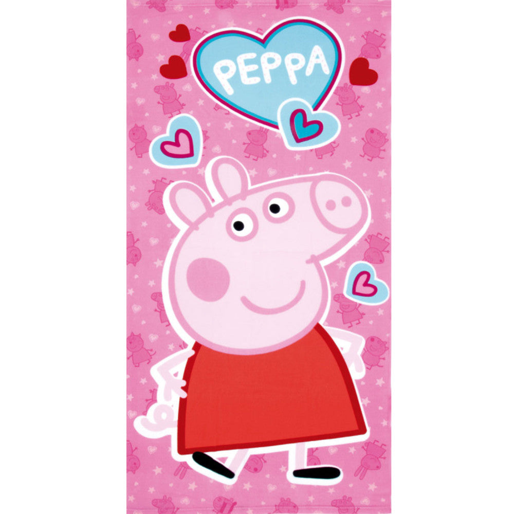 Peppa Pig Love vannas dvielis, pludmales dvielis 70x140cm (ātri žūstošs)