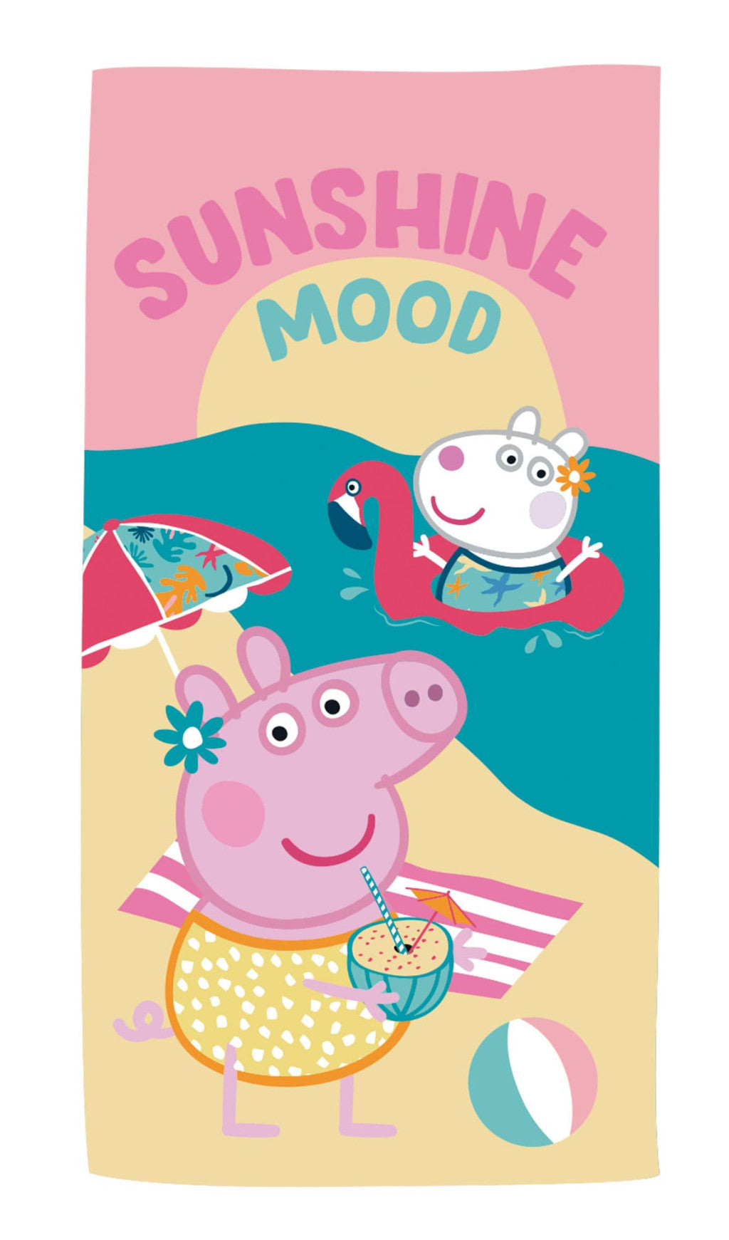 Peppa Pig Sunshine vannas dvielis, pludmales dvielis 70x140cm (ātri žūstošs)