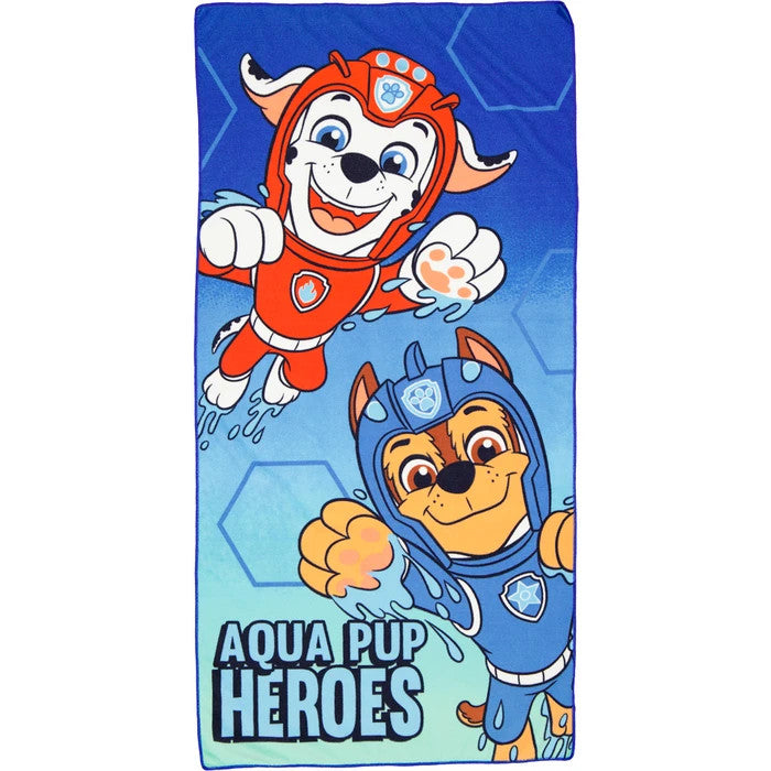 Ķepu patruļa Aqua pludmales dvielis 60x120 cm (ātri žūstošs)