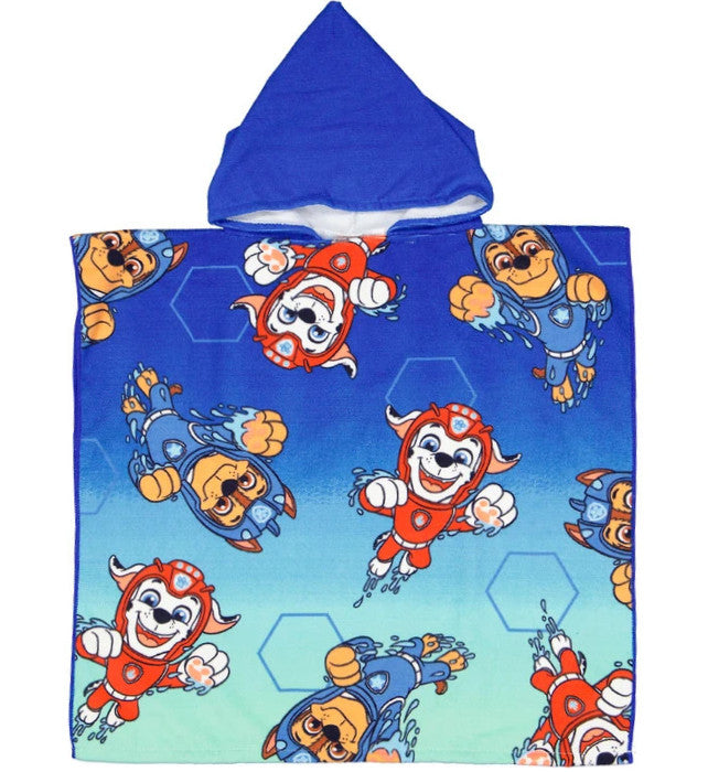 Ķepu patruļa Aqua pludmales dvielis pončo 60x120 cm (ātri žūstošs)