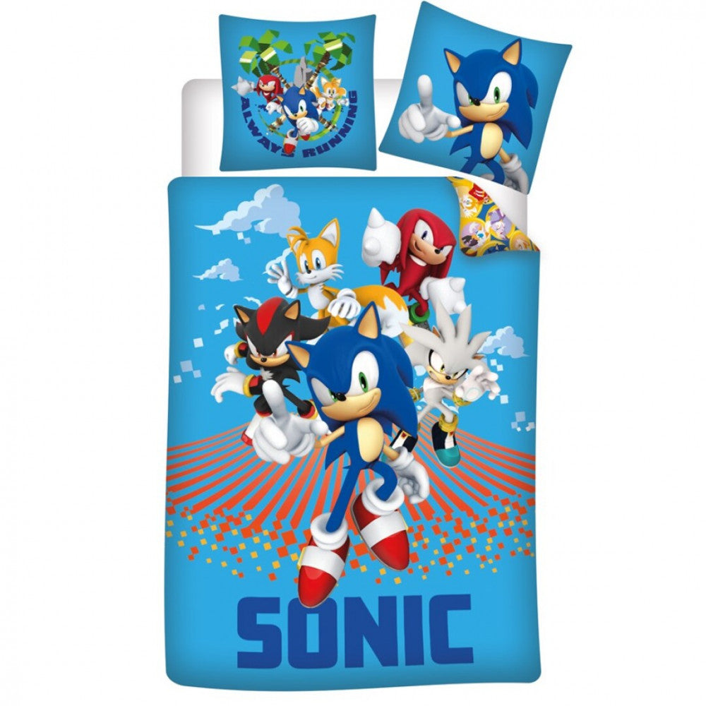 Sonic the Hedgehog Sonic the Hedgehog Race gultasveļas komplekts 140√ó200cm, 63√ó63 cm mikrošķiedra
