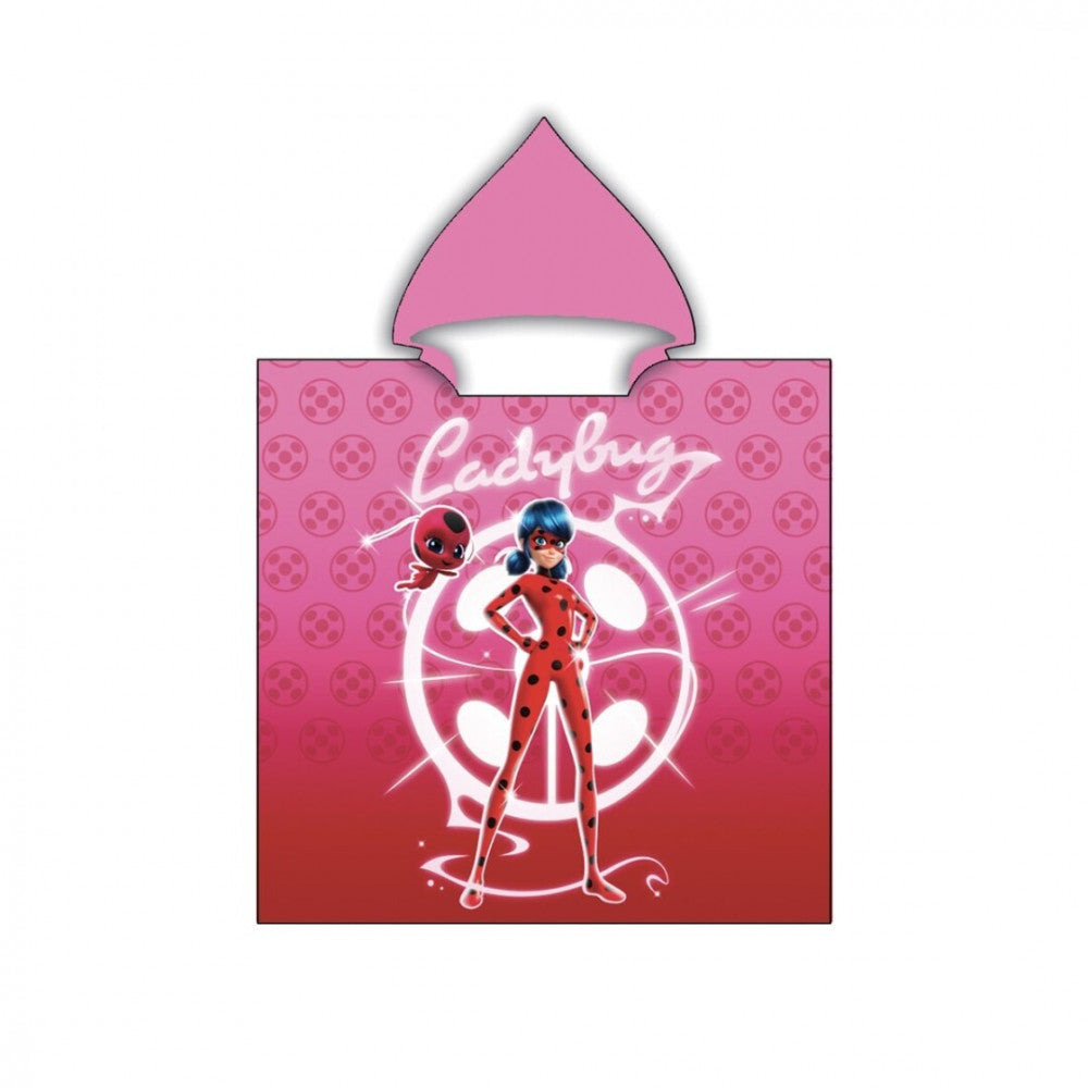 Miraculous Ladybug pludmales dvieļu pončo 55x110 cm