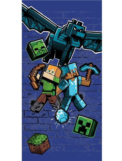 Minecraft zils vannas dvielis, pludmales dvielis 70x140cm (ātri žūstošs)