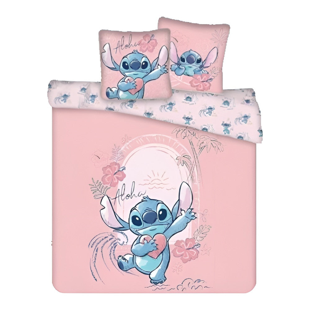 Disney Lilo un Stitch Heart divguļamā gulta, divguļamā gultas veļa 240√ó220cm, 65x65 cm