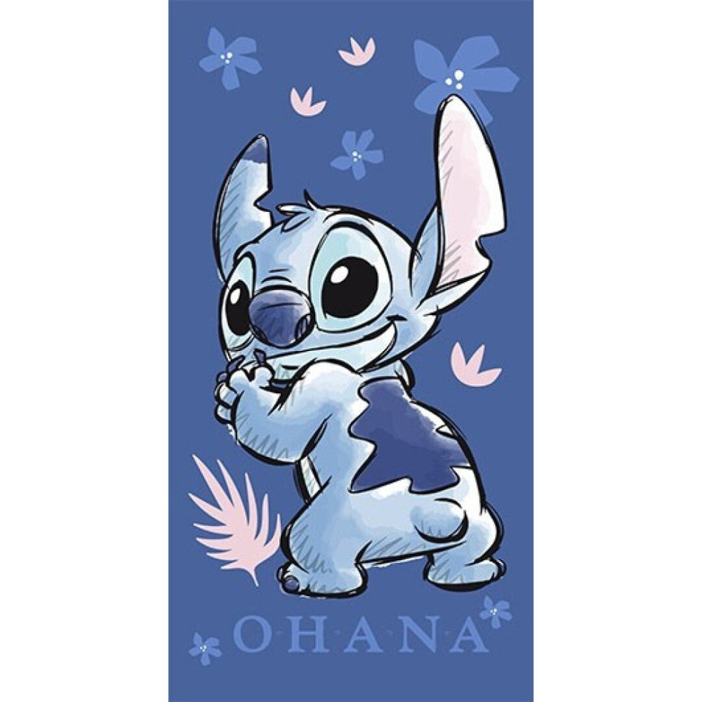 Disney Lilo un Stitch Ohana vannas dvielis, pludmales dvielis 70x140cm (ātri žūstošs)