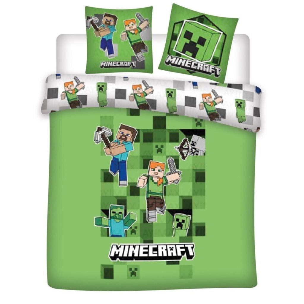 Minecraft dubultais, dubultais segas pārvalks 240–220 cm, 65 x 65 cm