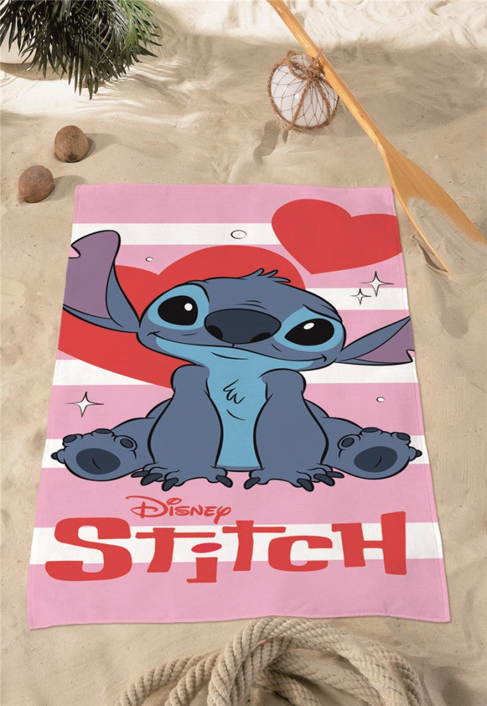 Disney Lilo un Stitch dzirkstošās sirds formas vannas dvielis, pludmales dvielis 70x140cm