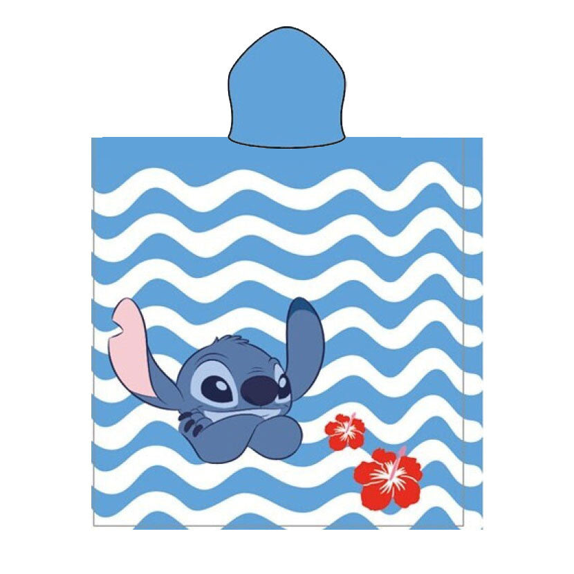 Disney Lilo un Stitch Lazy Lagoon pludmales dvieļu pončo 55x110 cm (ātri žūstošs)