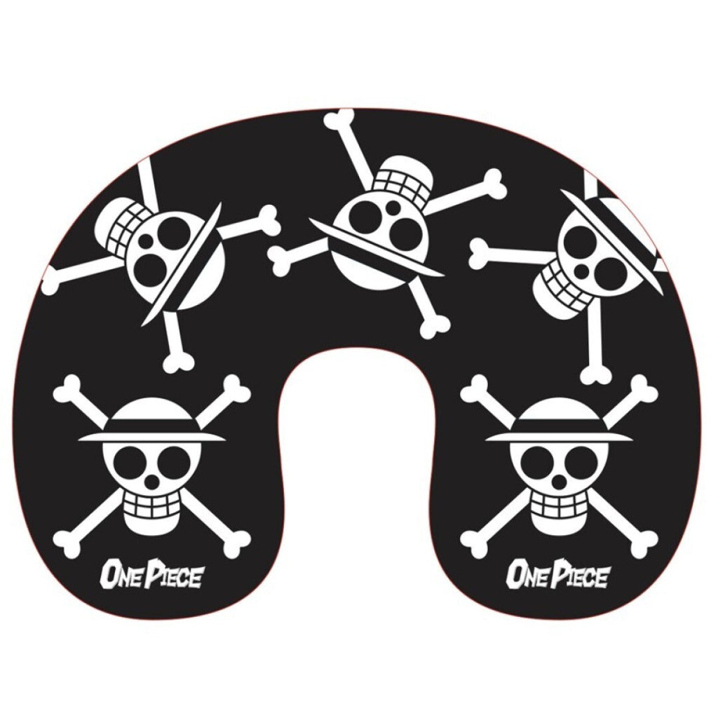 One Piece Black Skull ceļojumu spilvens, kakla spilvens