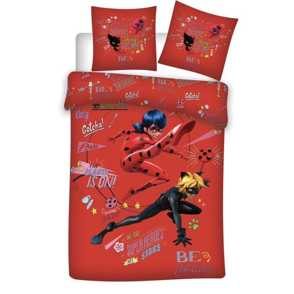 Miraculous Ladybug gultasveļas pārvalks 140√ó200cm, 65√ó65 cm
