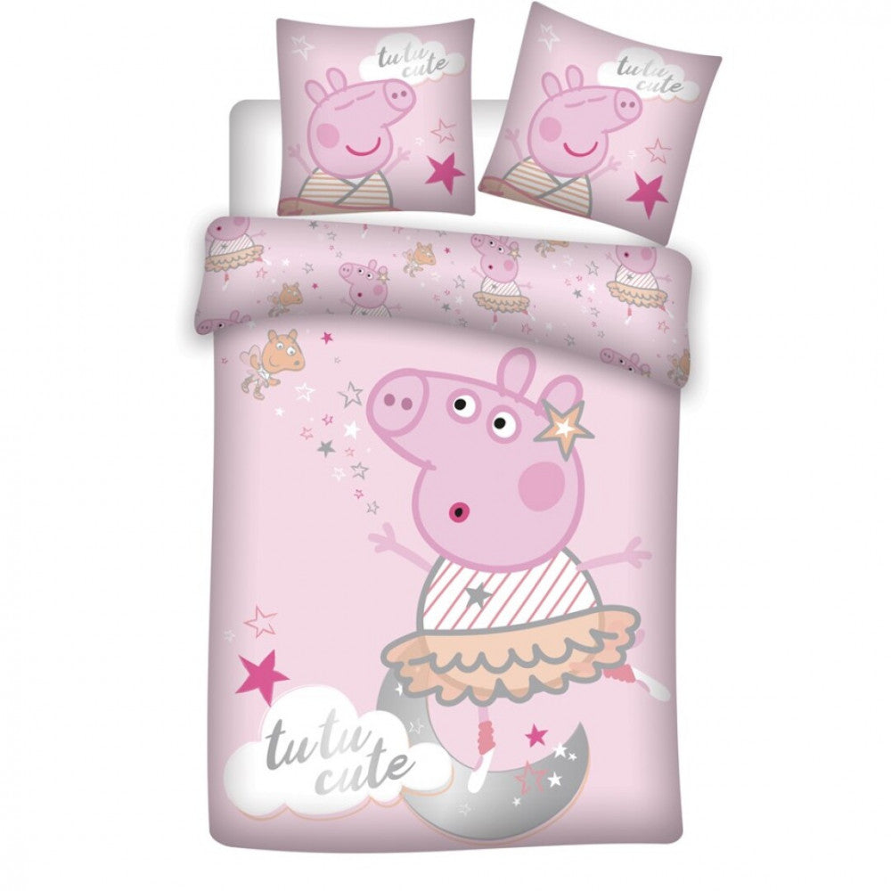 Peppa Pig Tutu gultasveļas komplekts 140–200 cm, 63–63 cm mikrošķiedra