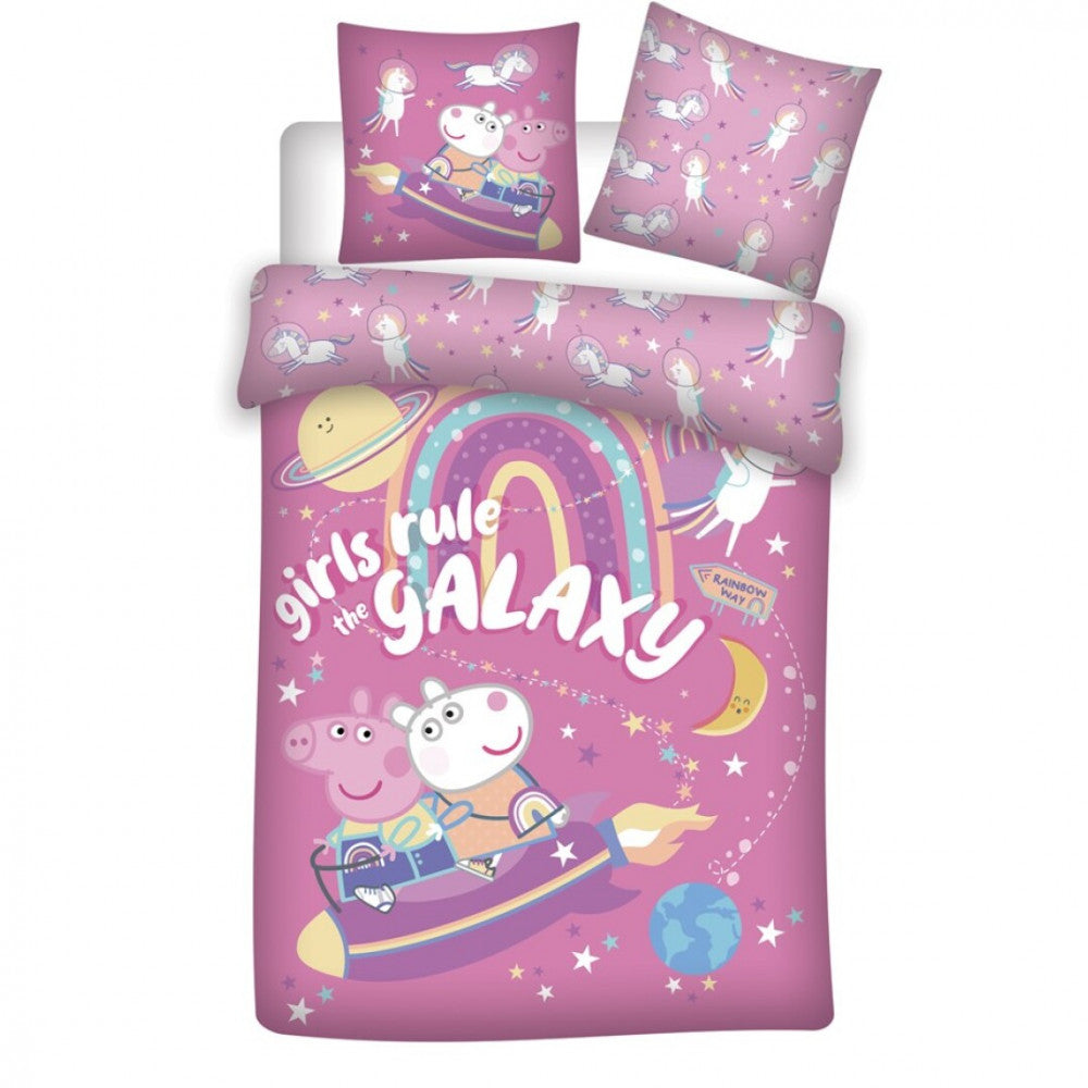 Peppa Pig Galaxy gultasveļas komplekts 140–200 cm, 63–63 cm mikrošķiedra