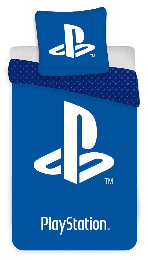 PlayStation zils gultasveļas komplekts ar logotipu 140–200 cm, 70–90 cm