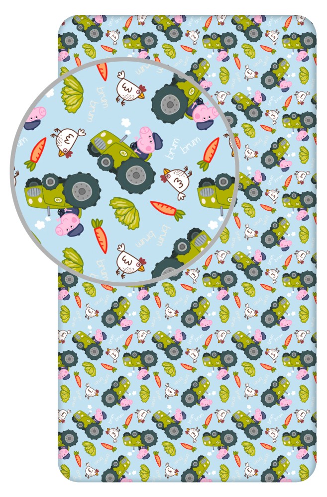 Peppa Pig George's traktora palags ar gumiju 90x200 cm
