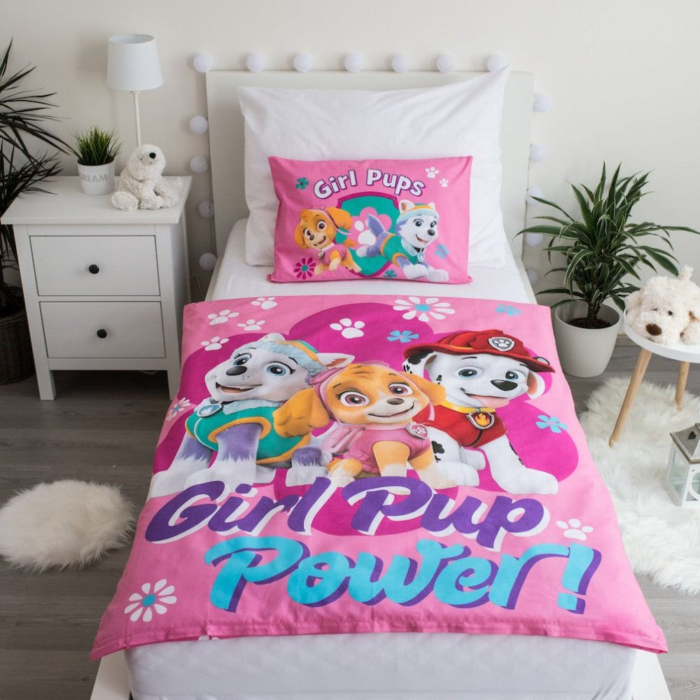Ķepu patruļas meiteņu spēka bērnu gultasveļas komplekts 100–135 cm, 40–60 cm