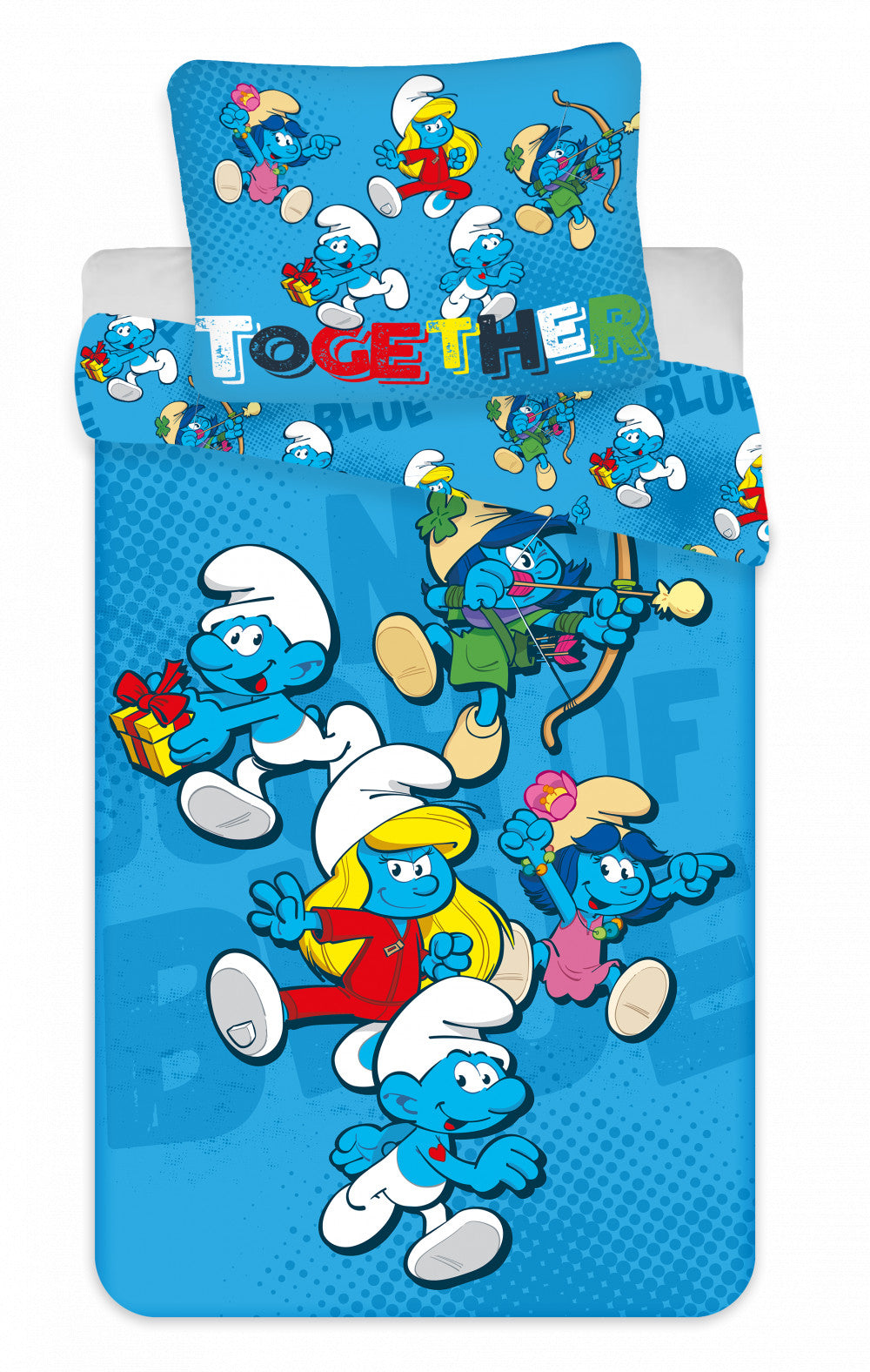 Smurfu bērnu gultasveļas komplekts 100–135 cm, 40–60 cm