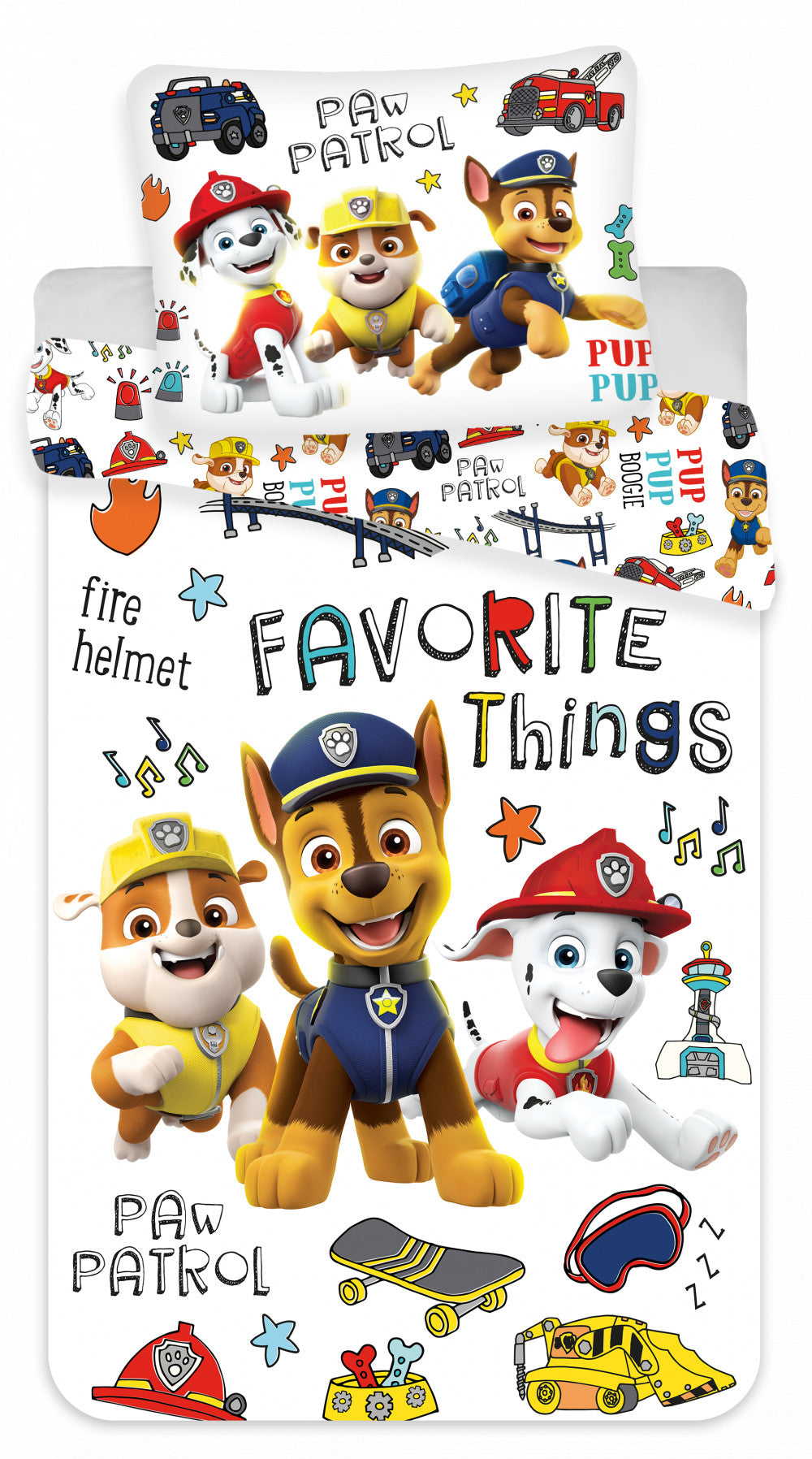 Ķepu patruļa "Favorite Things" bērnu gultasveļas komplekts 100–135 cm, 40–60 cm