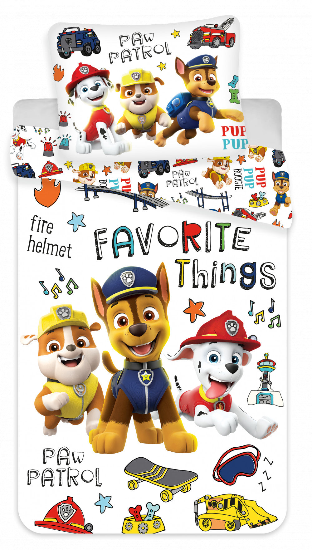 Ķepu patruļas "Favourite Things" gultasveļas komplekts 135–200 cm, 80–80 cm
