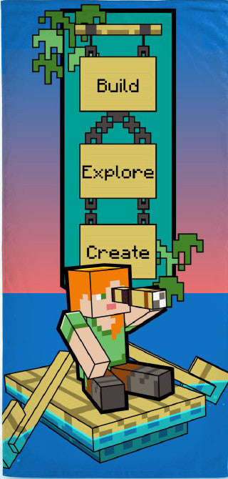 Minecraft Build vannas dvielis, pludmales dvielis 70x140cm