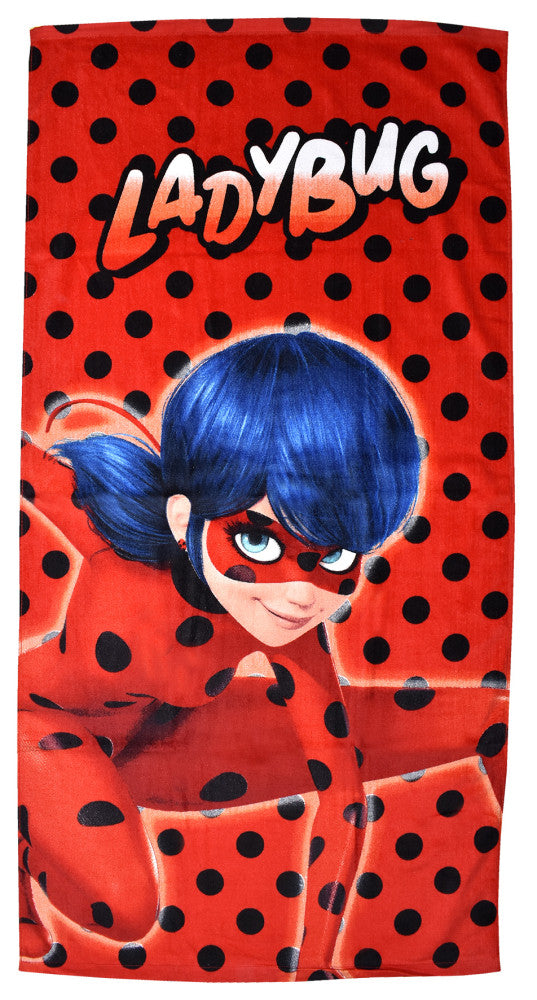 Miraculous Ladybug Dots vannas dvielis, pludmales dvielis 70x140cm