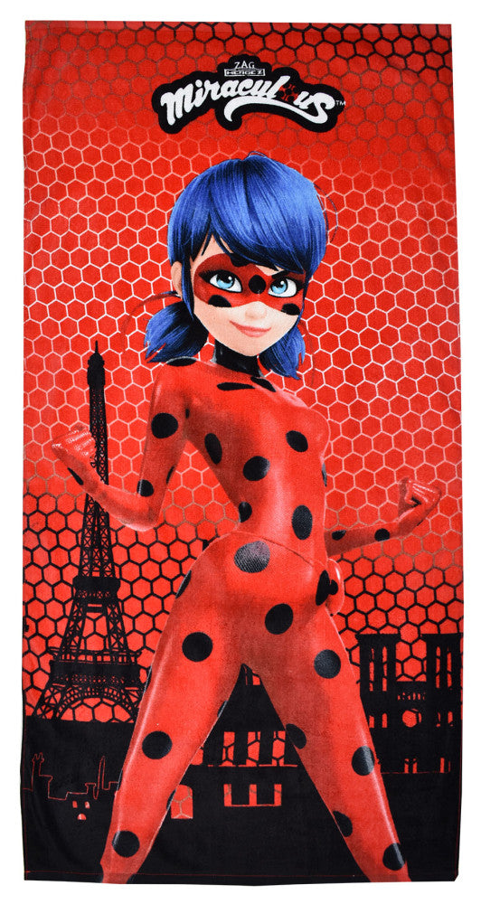 Miraculous Ladybug Paris vannas dvielis, pludmales dvielis 70x140cm