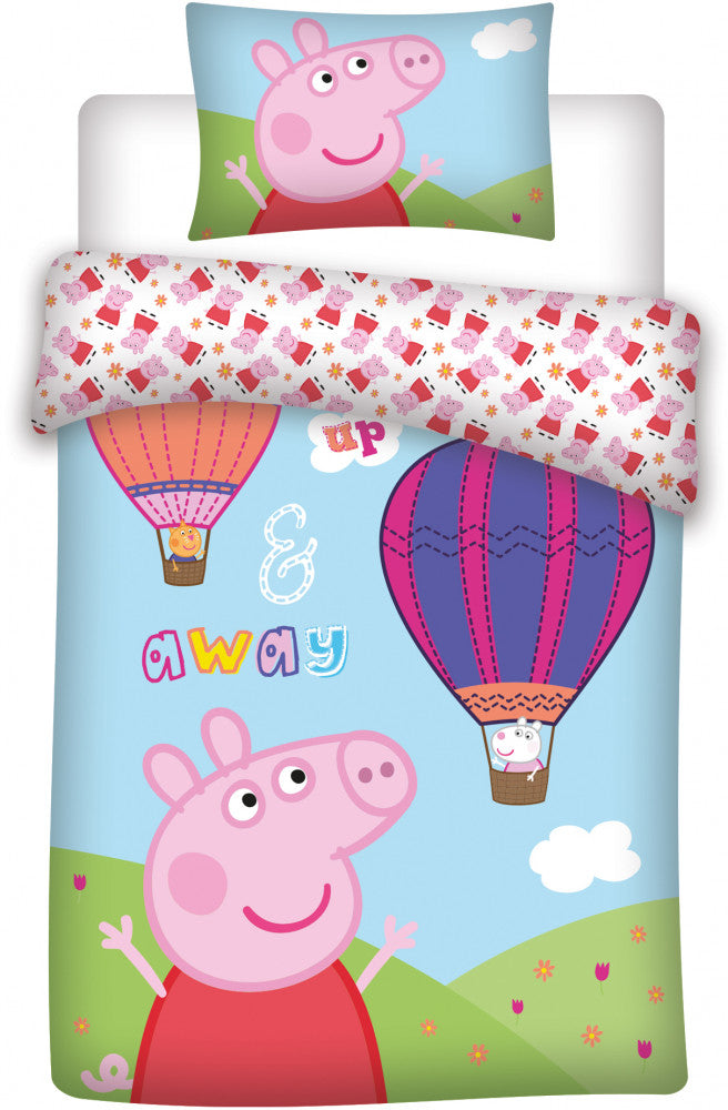 Peppa Pig bērnu gultasveļas komplekts ar gaisa balonu 100–140 cm, 40–45 cm
