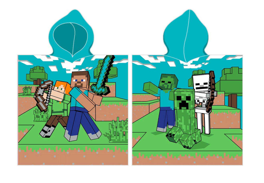 Minecraft Diamond Defender pludmales dvielis pončo 50x115 cm