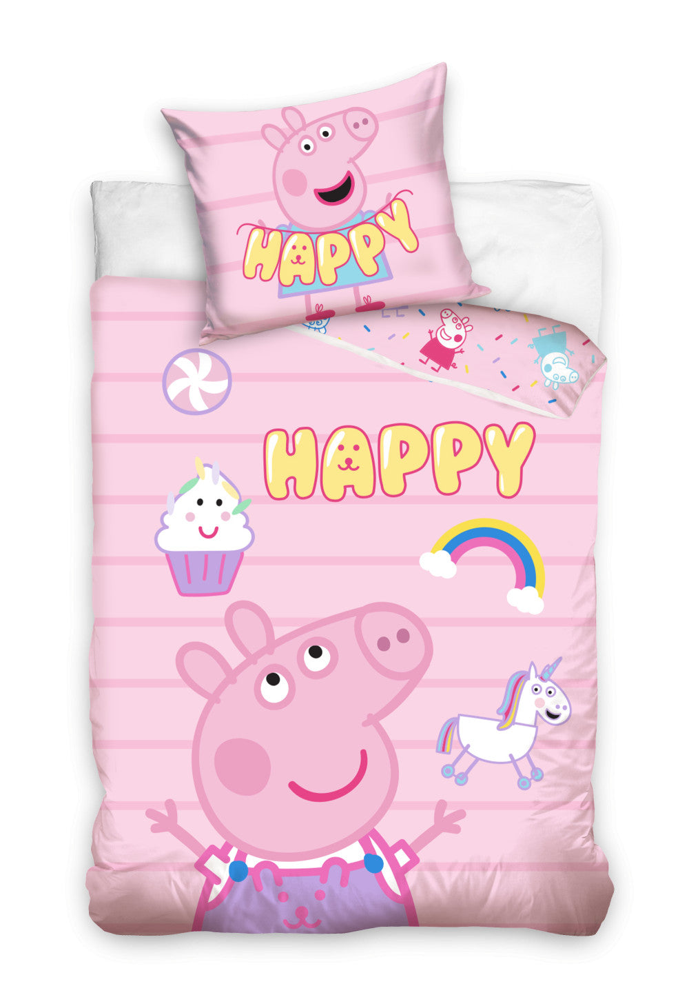 Peppa Pig laimīgā gultasveļas komplekts 140–200 cm, 70–90 cm