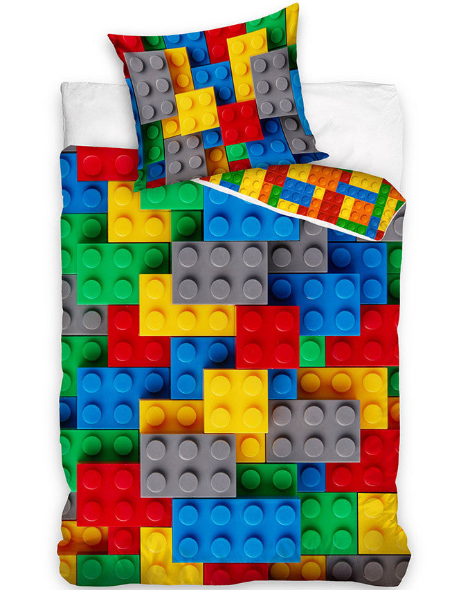 Lego rakstainais gultasveļas komplekts ar klucīšiem 140–200 cm, 70–90 cm