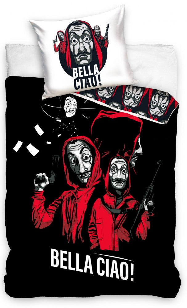 Money Heist gultasveļas komplekts 140√ó200cm, 70√ó90cm