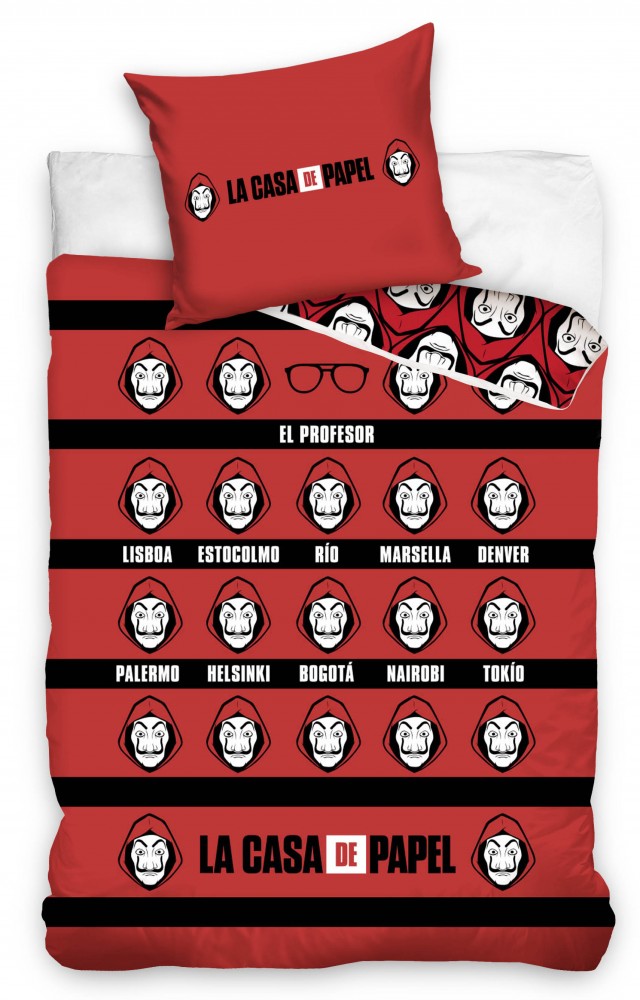 Money Heist gultas veļas komplekts 140√ó200cm, 70√ó90cm