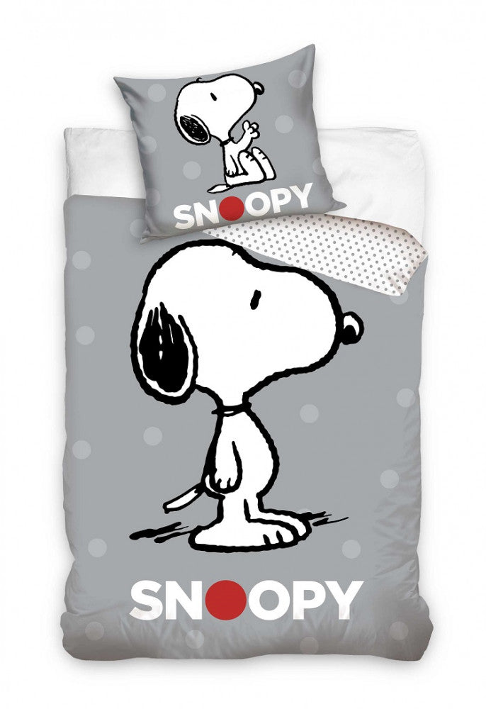 Snoopy pelēks gultasveļas komplekts 140–200 cm, 70 x 90 cm