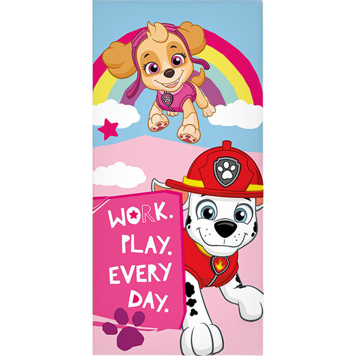 Ķepu patruļas dvielis "Work and Play", pludmales dvielis 70x140cm