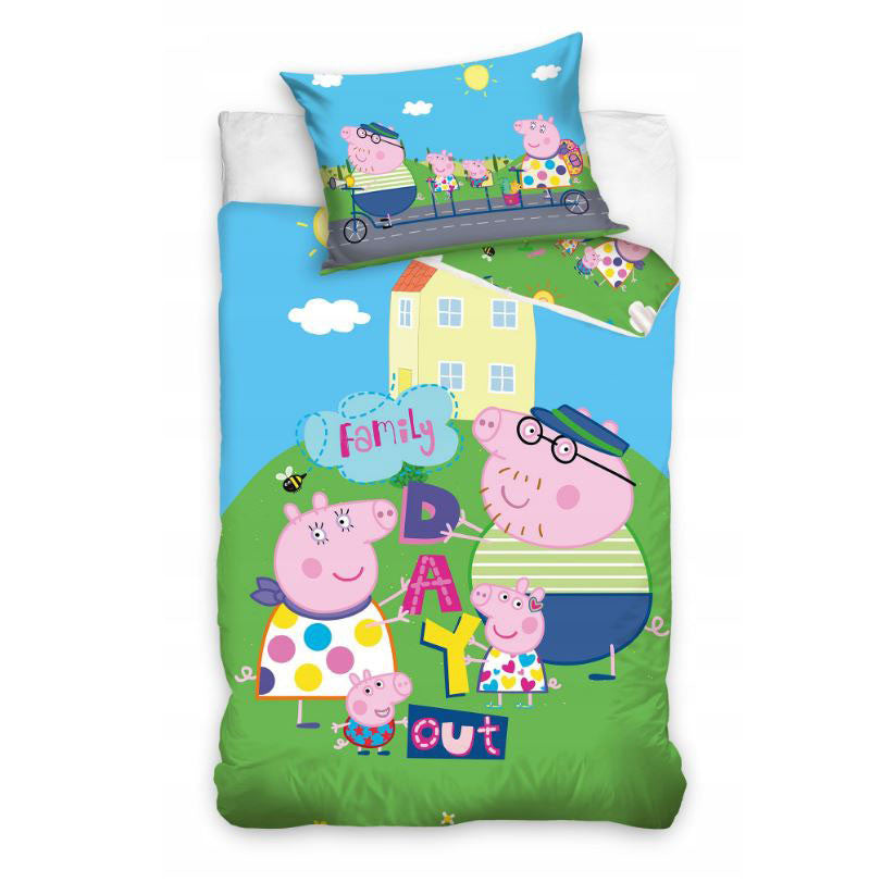 Peppa Pig Day Out bērnu gultasveļas komplekts 100√ó135cm, 40√ó60cm
