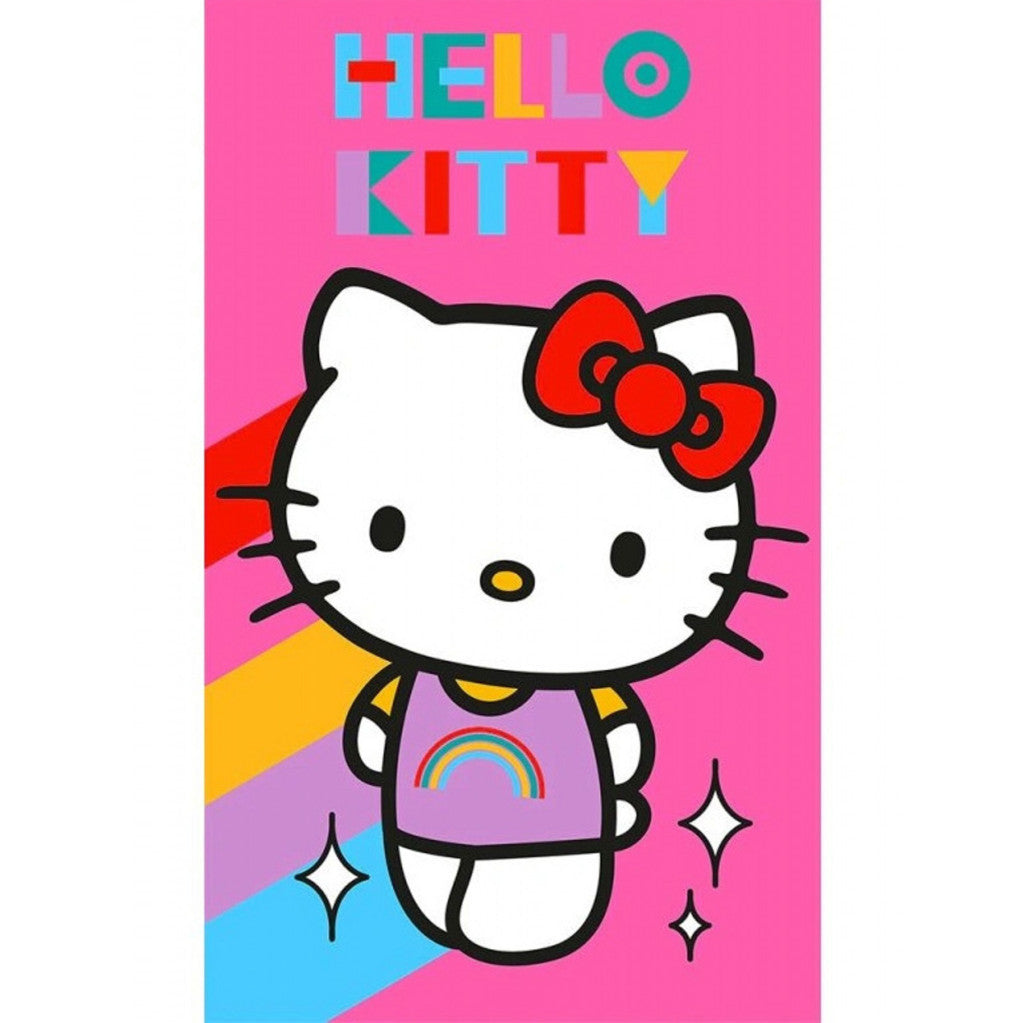 Hello Kitty varavīksnes dvielis rokām, sejai, dvielis 30x50 cm