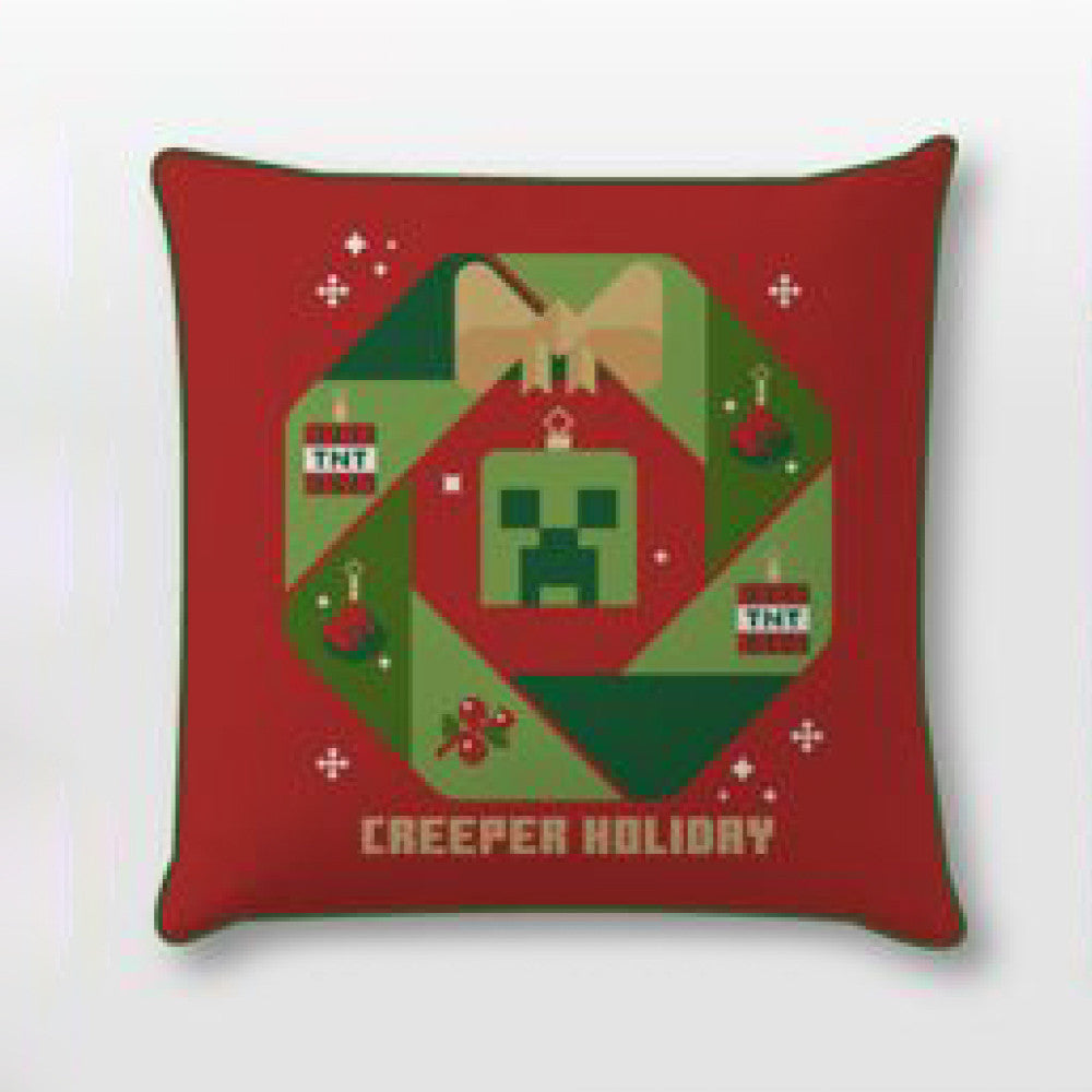 Minecraft Creeper svētku Ziemassvētku dekoratīvais spilvendrāna 40x40 cm samts